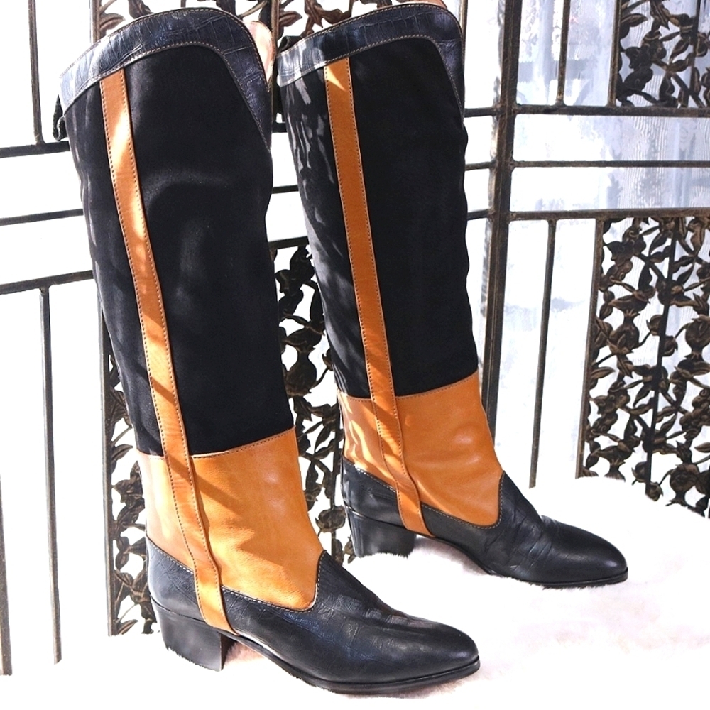 Vintage Guido Pasquali Per Joop Italian Leather Riding Boots Knee High, Size 6